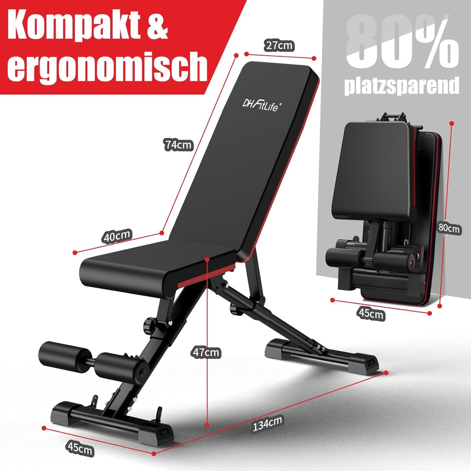 DH FitLife klappbar multifunktional Hantelbank