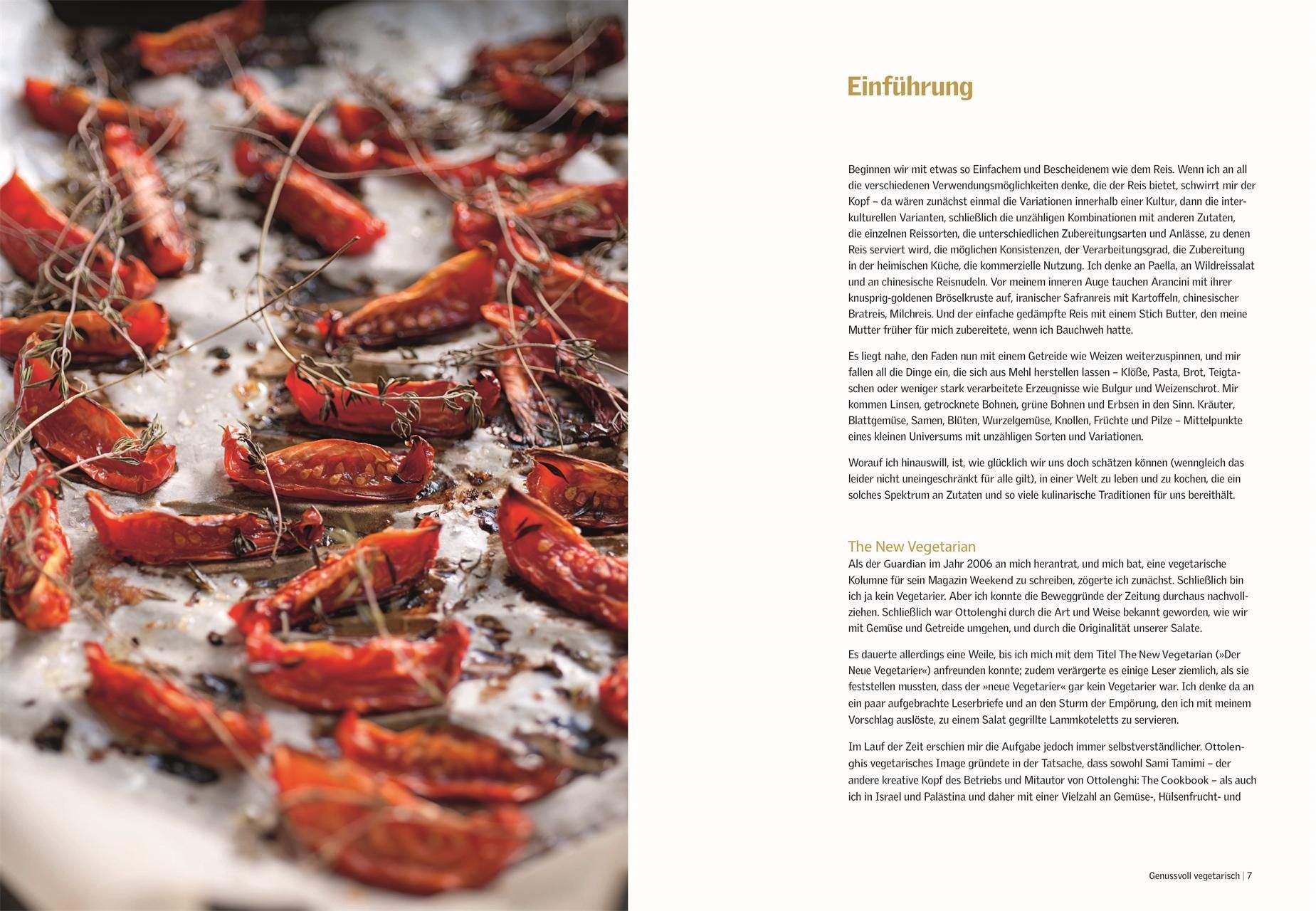 Kochbuchseite mit Text und Fotos von Tomaten. Text in deutscher Sprache.