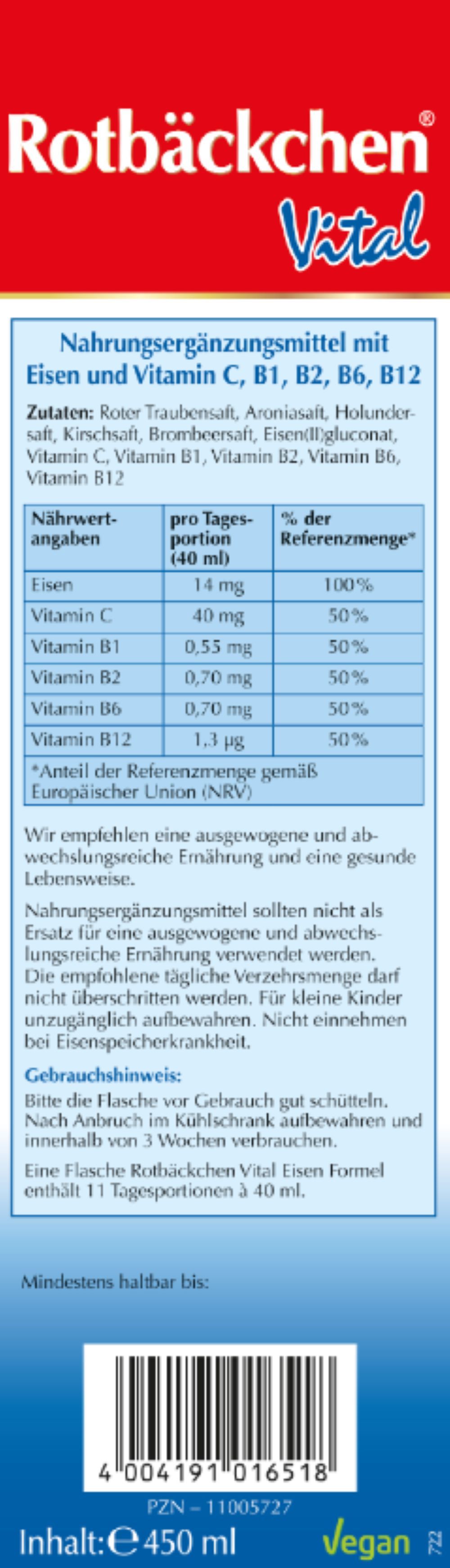 Rotbäckchen Vital Eisen Formel