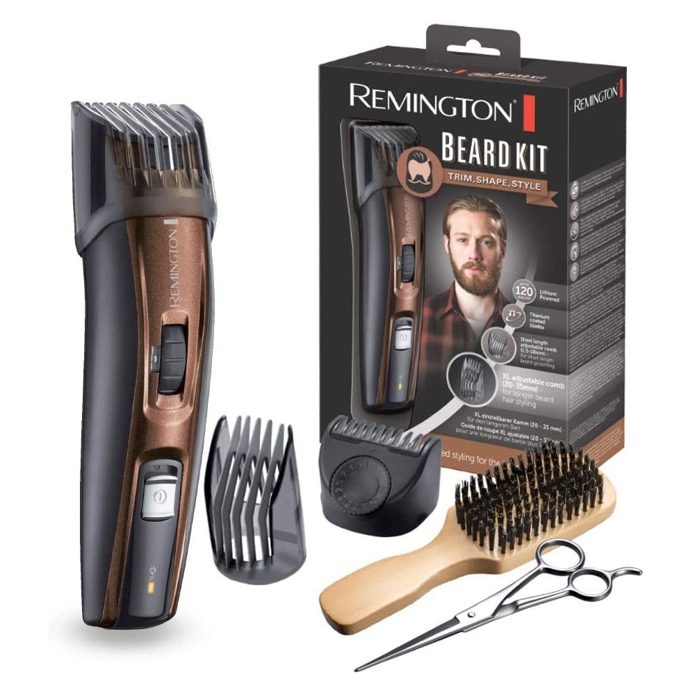 REMINGTON Bartschneider-Set MB4046 Barttrimmer mit XL-Kamm für Vollbart Schere