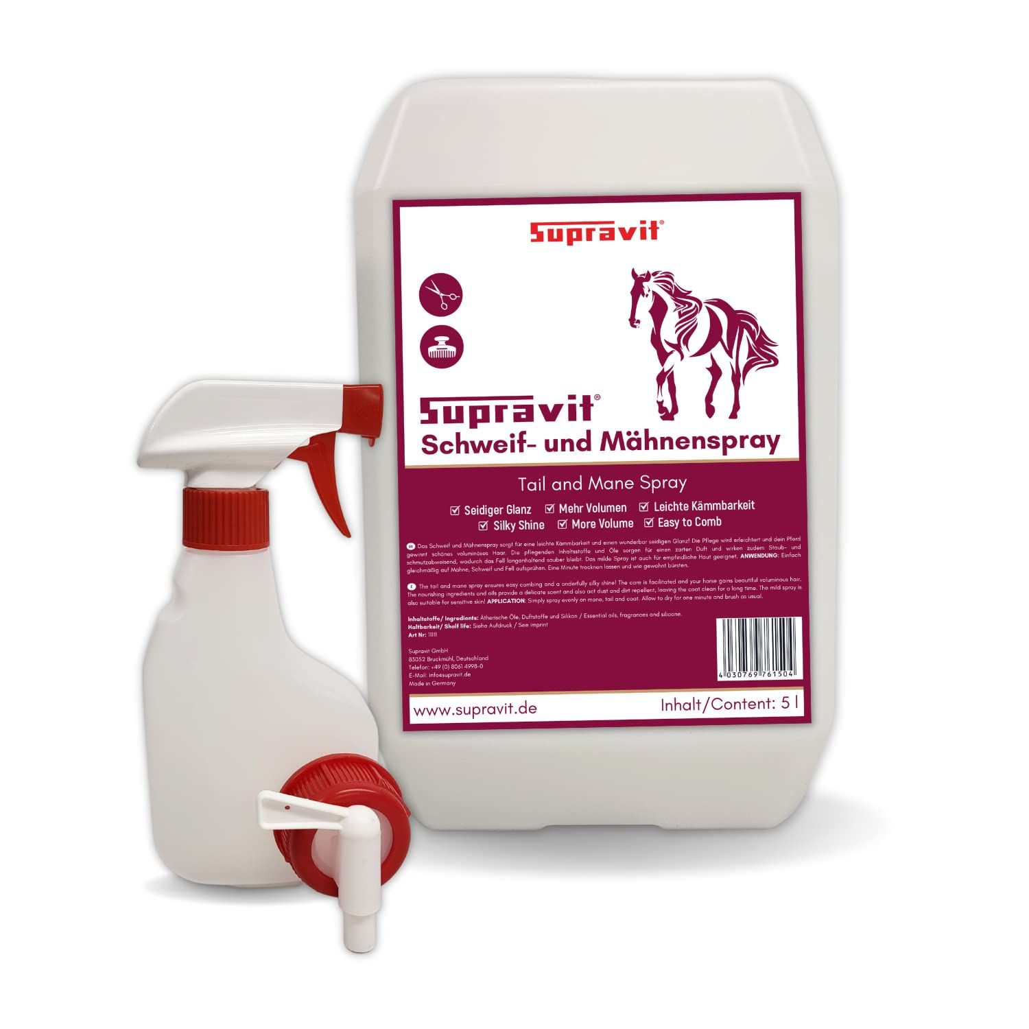 Supravit Schweif und Mähnenspray Pferde 5 l Spray