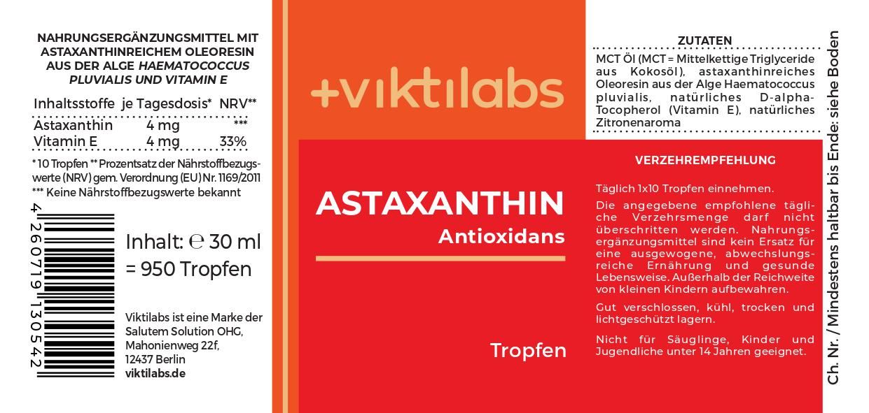 Viktilabs Astaxanthin Tropfen: Mit Vitamin E