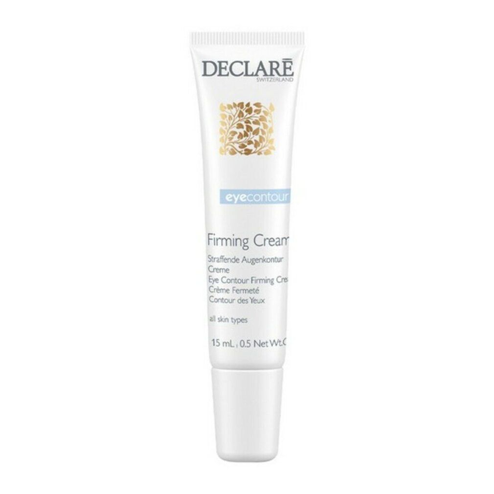 Weiße Tube Declare Eye Contour Firming Cream. Text und Logo. 15ml.