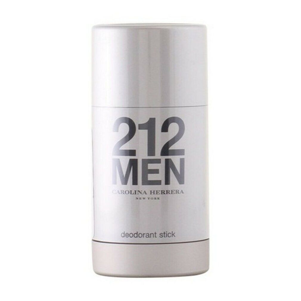 Zylindrischer Deostift. Weiße Verpackung mit schwarzem Schriftzug: 212 MEN, deodorant stick.