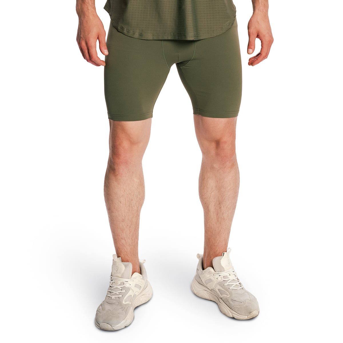 GymBeam Shorts Herren slim Combat mit Gummizug in Olivgrau 1 St