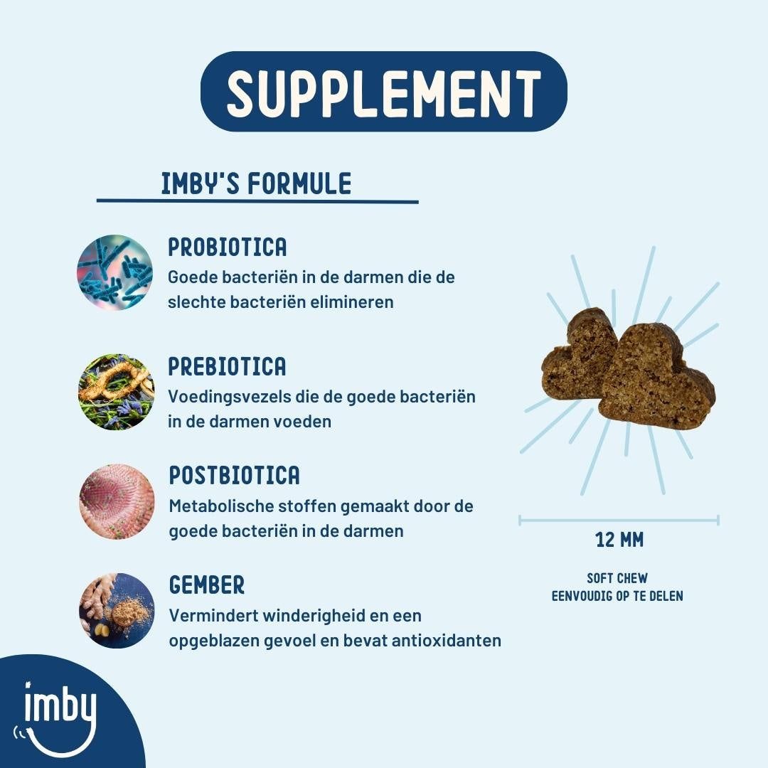 Imby Probiotics - Prä-, Pro- und Postbiotika-Kausnacks für den Hundemagen