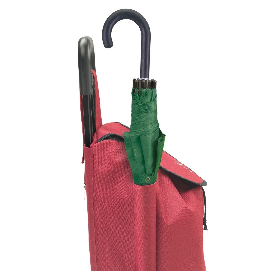 METALTEX Shopping-Trolley Daphne mit grünem Regenschirm. Der Schirm ist am Griff befestigt.