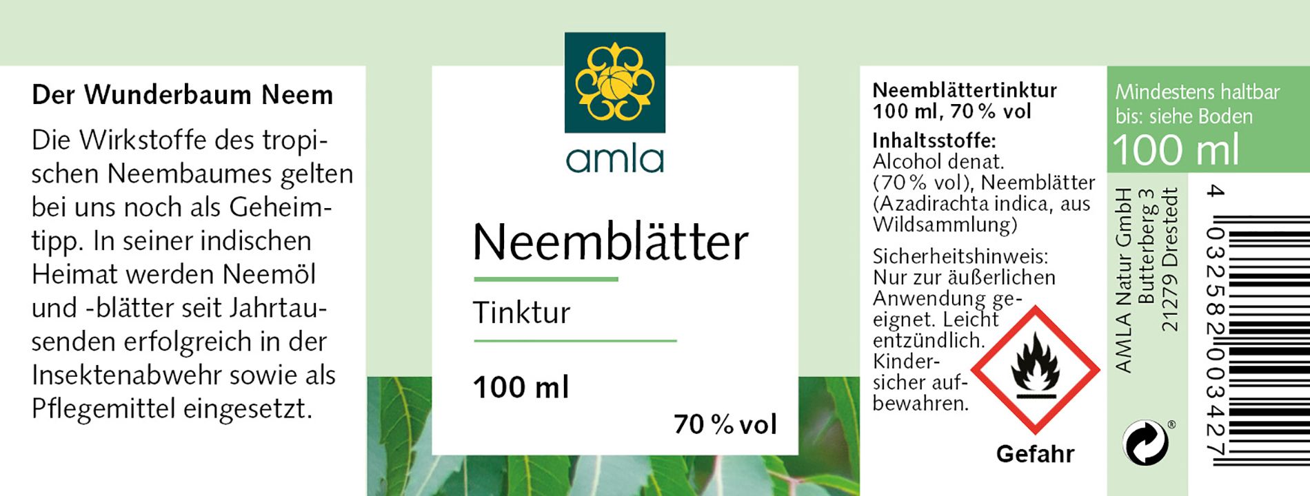 Detailansicht des Etiketts. Produktname, Logo, Inhaltsstoffe und Warnhinweise.