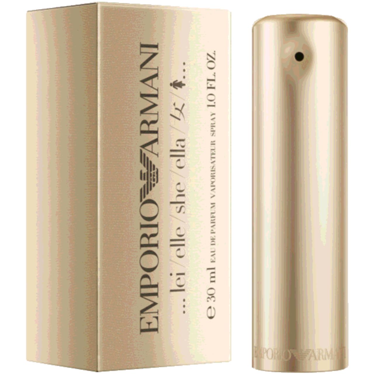 Goldfarbener Flakon und Verpackung. Emporio Armani-Logo und Produktbezeichnung. 30 ml Eau de Parfum Spray.
