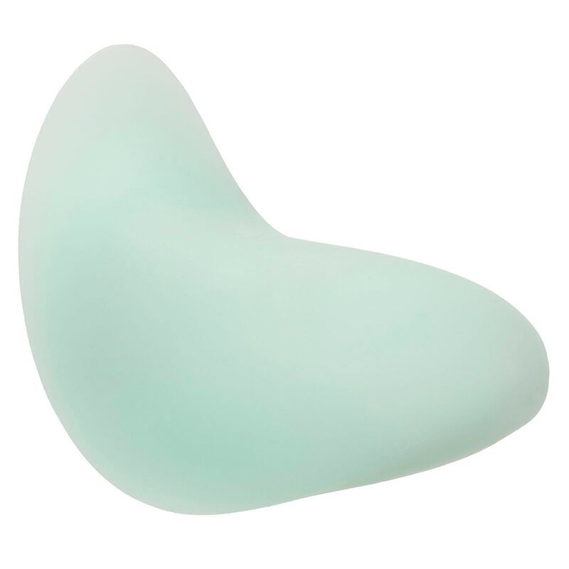 Türkisfarbener Vibrator mit geschwungener Form. Glatte Oberfläche.