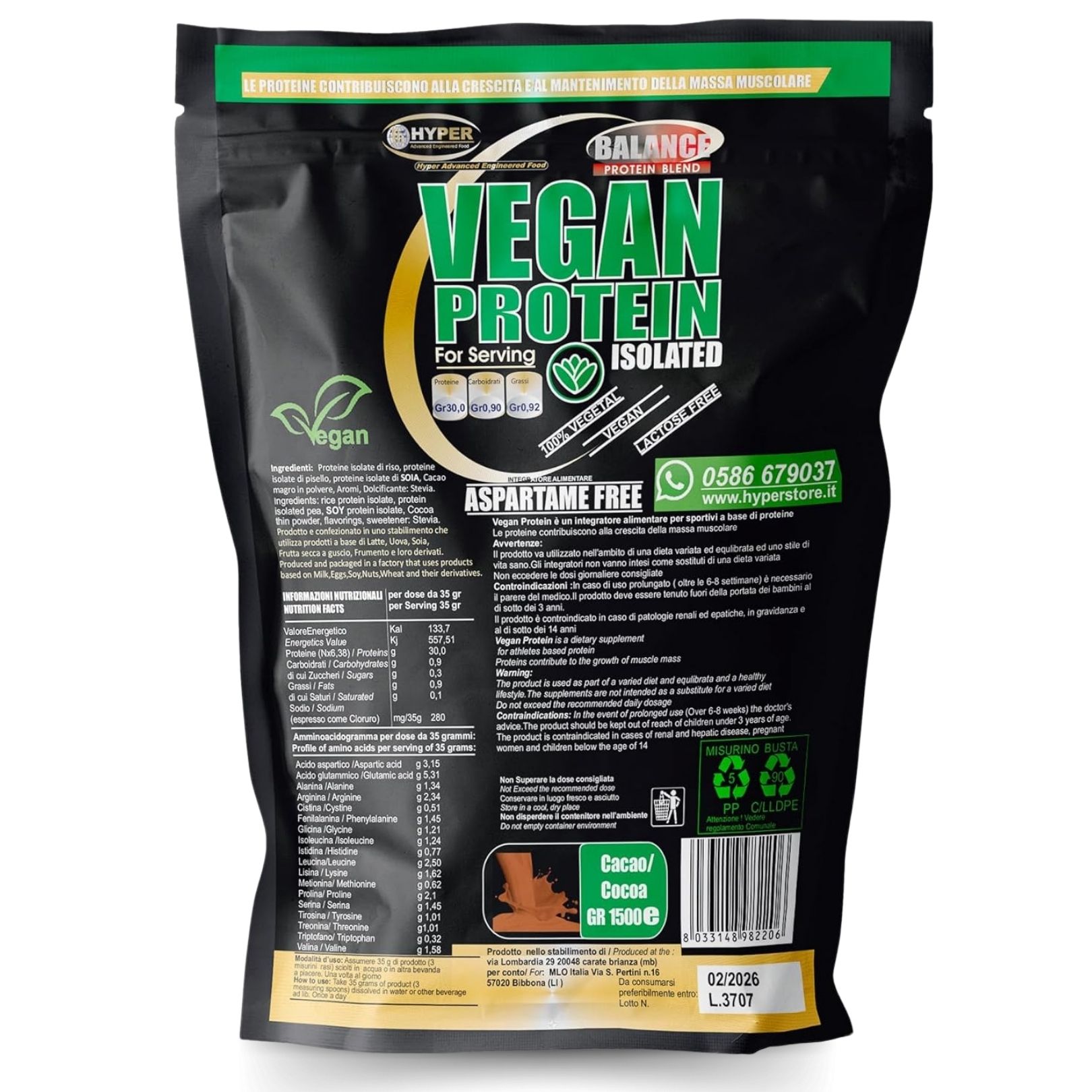 HYPER Vegan Protein Isolated gr 750 Vaniglia