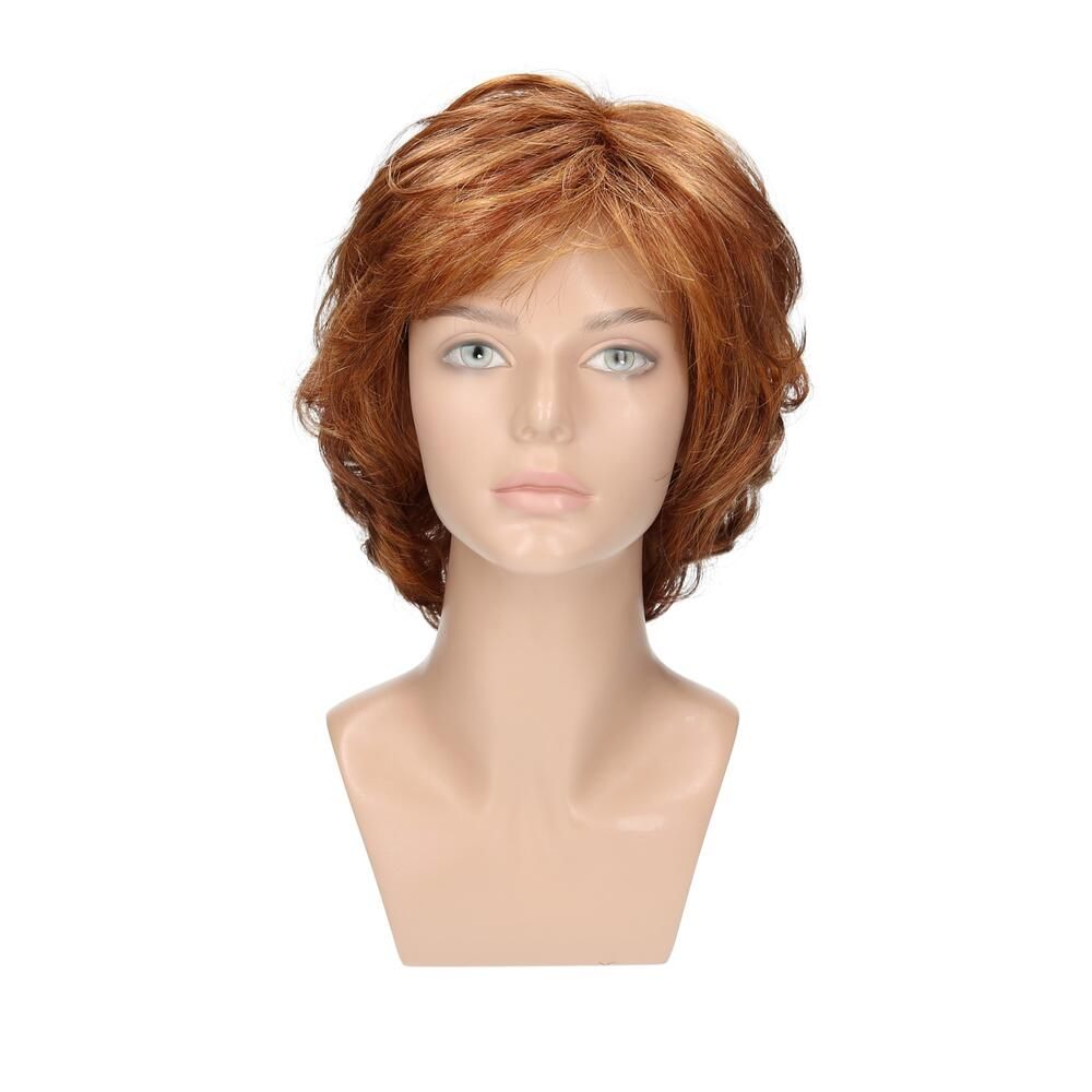 Perücke Michelle von Lofty, rotbraunes Haar, auf einer Schaufensterpuppe, Frontansicht.