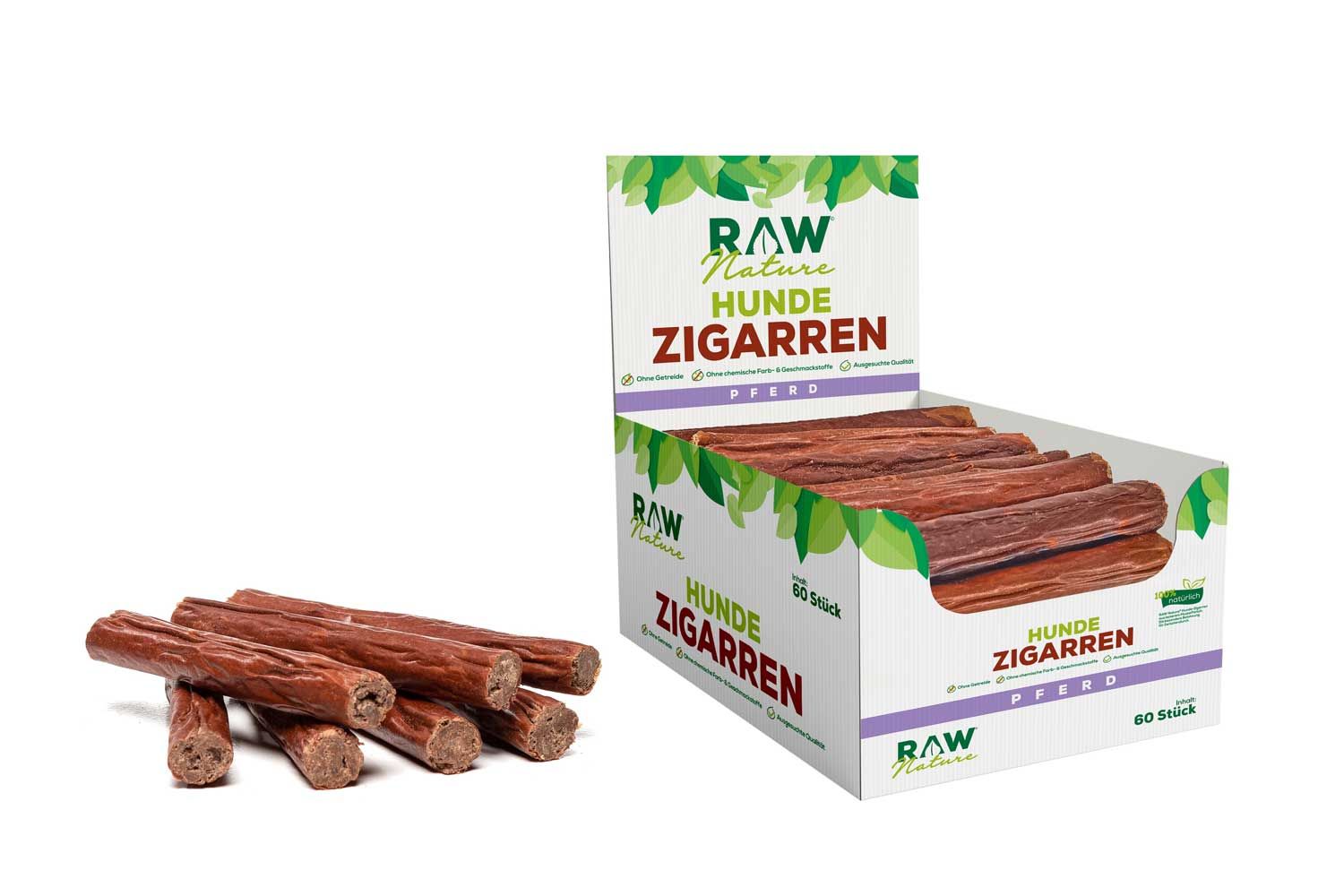 RAW Nature Hundesnack, Pferd Hunde-Zigarren, Dörrfleisch Kausnack
