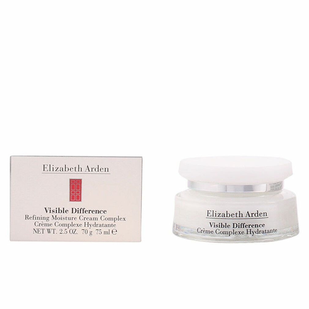 Creme-Tiegel und Schachtel. Aufschrift: Elizabeth Arden Visible Difference Crème Complexe Hydratante. 2.5 OZ. 70 g 75 ml e.