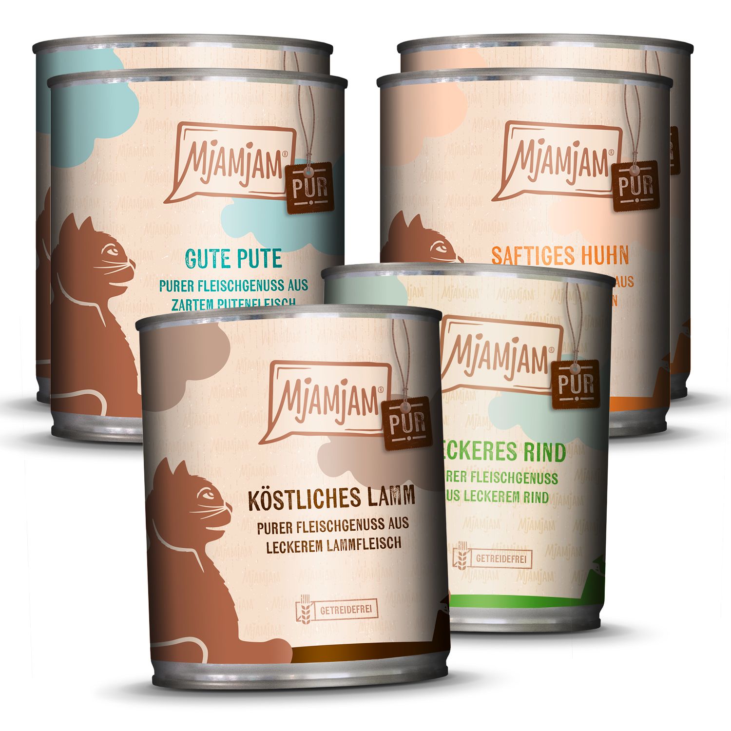 MjAMjAM - purer Fleischgenuss Mixpaket V für deine Katze 6x800 g Futter