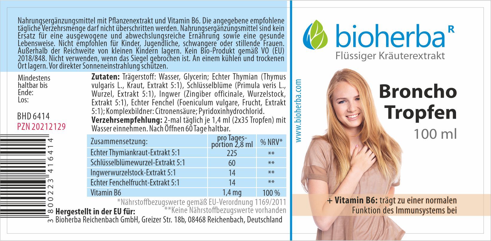 Bioherba Broncho Kräuterformel Tropfen, Tinktur