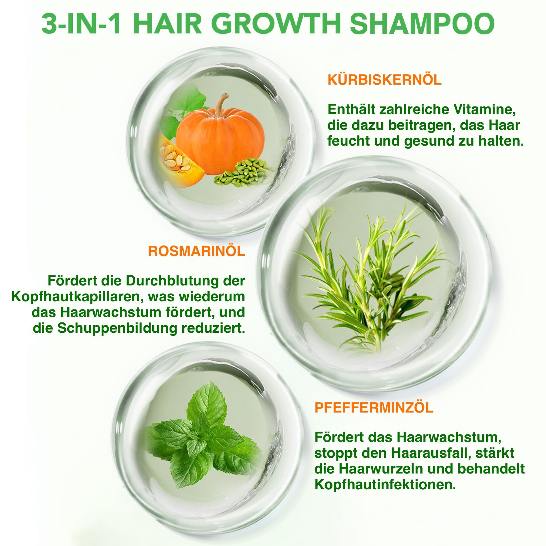 ALIVER 3-in-1 Rosmarin Minze Kürbis Haarshampoo