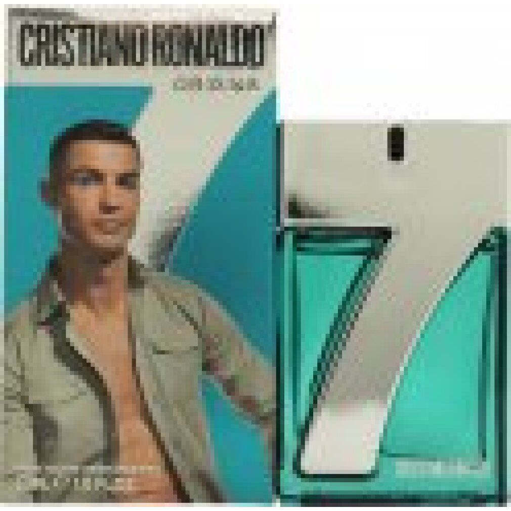 Verpackung und Flakon. Verpackung mit Bild von Cristiano Ronaldo. Flakon mit "7"-Design.