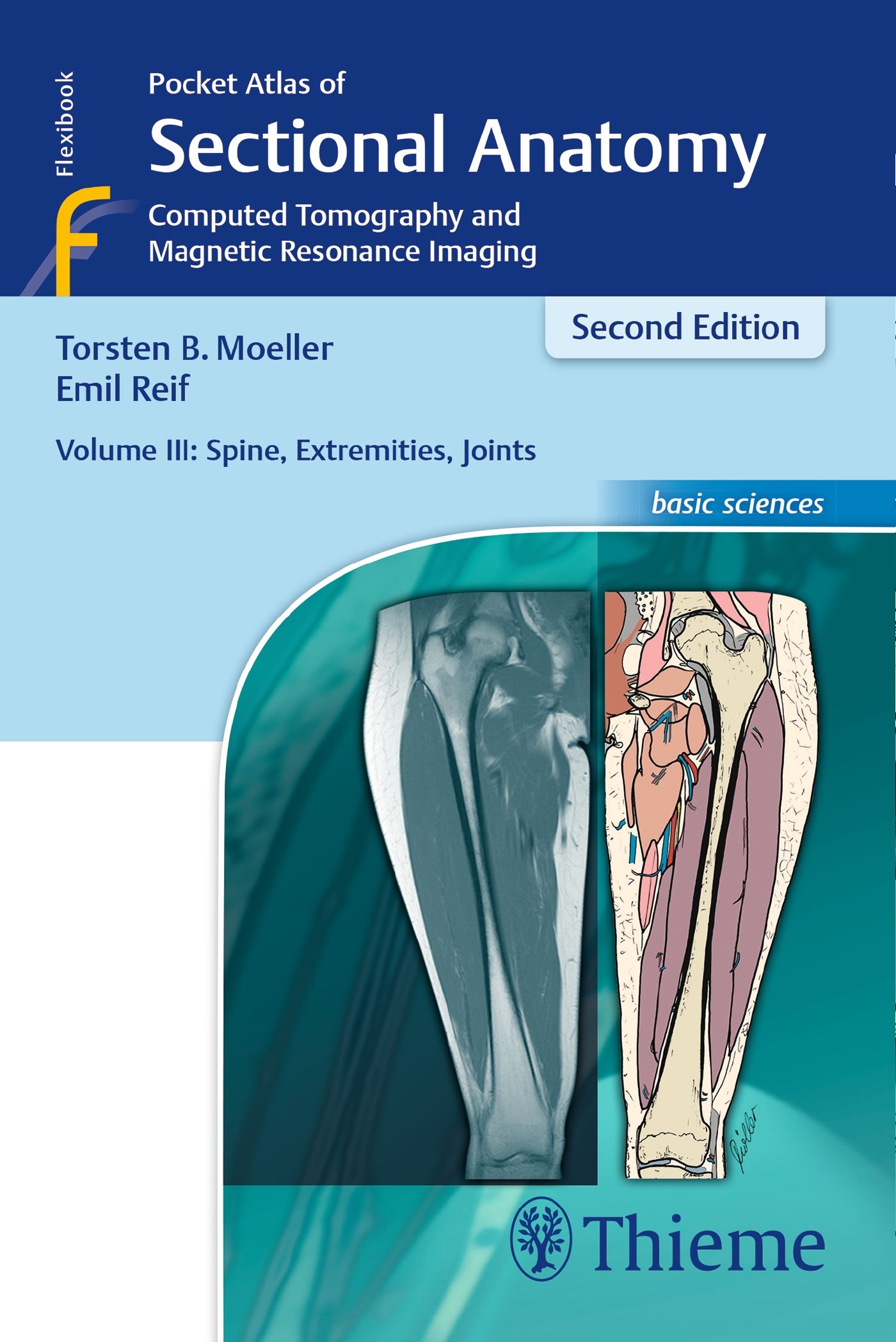 Buchcover: Pocket Atlas of Sectional Anatomy, Band III. Titel, Autoren, CT- und MRT-Abbildungen. Thieme-Verlag.