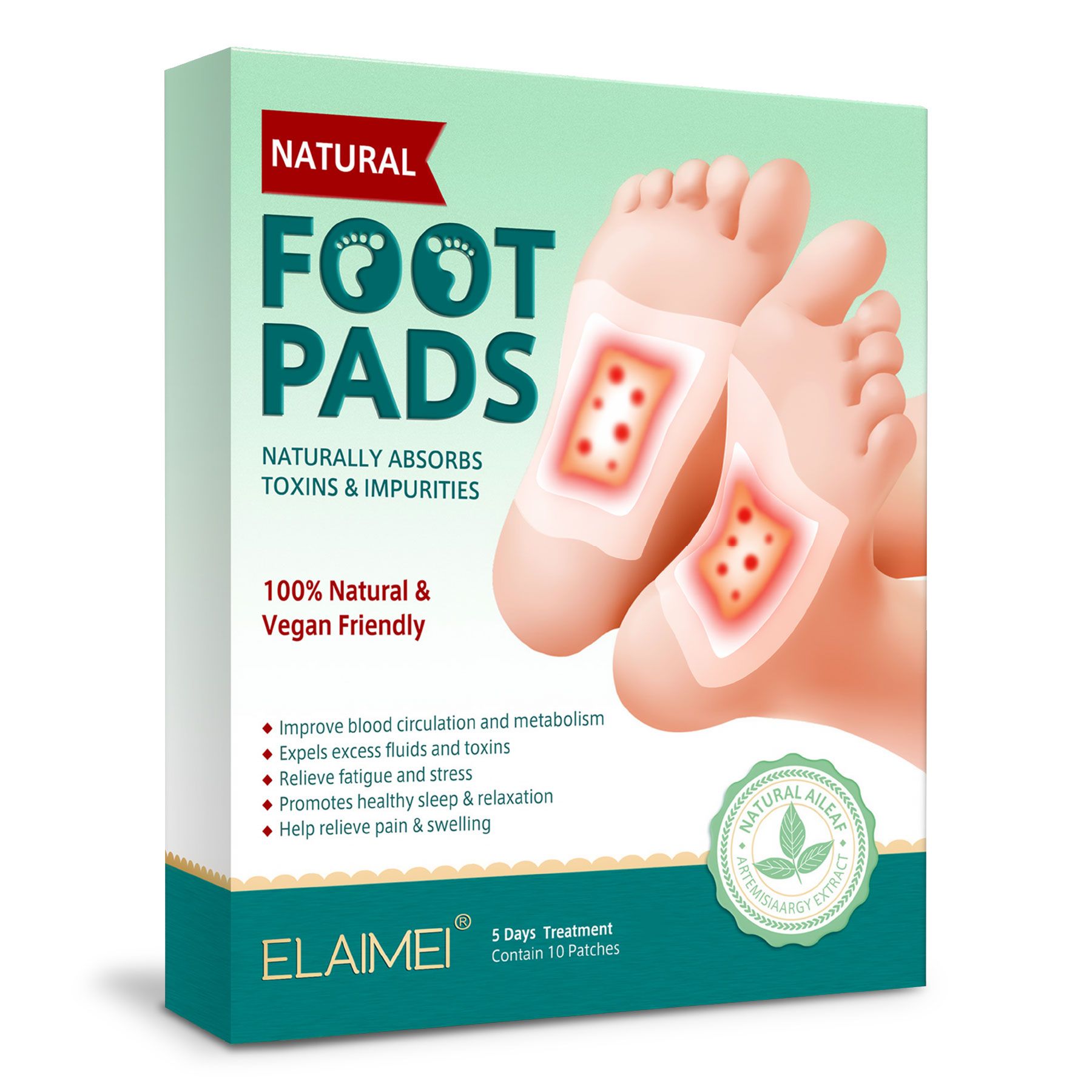 Aliver Fußmaske Detox Pflaster mit Bambusessig für Fußpflege 1x1 St
