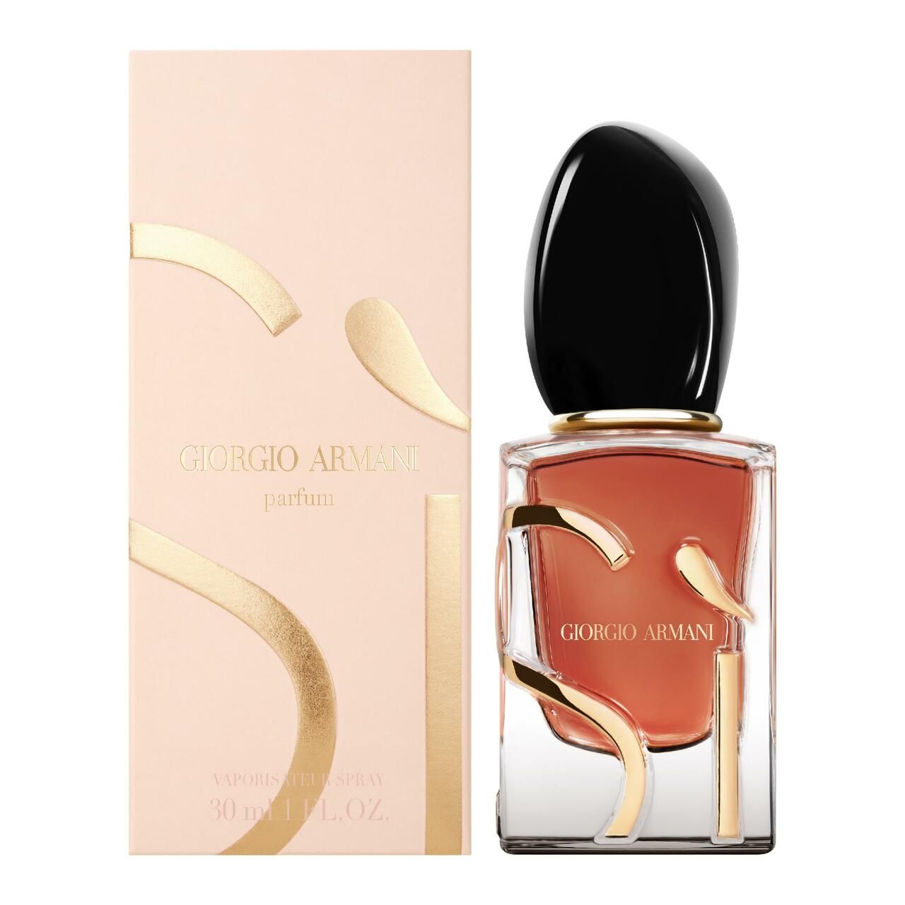 Giorgio Armani Si Parfum Flakon und Umverpackung.