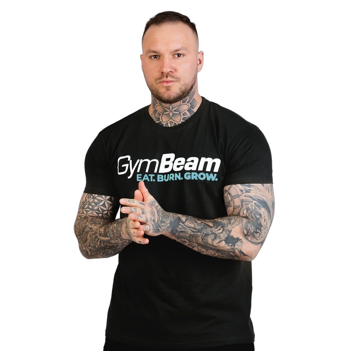 GymBeam T-Shirt Herren regular Kurzarm Grow Schwarz 1 St