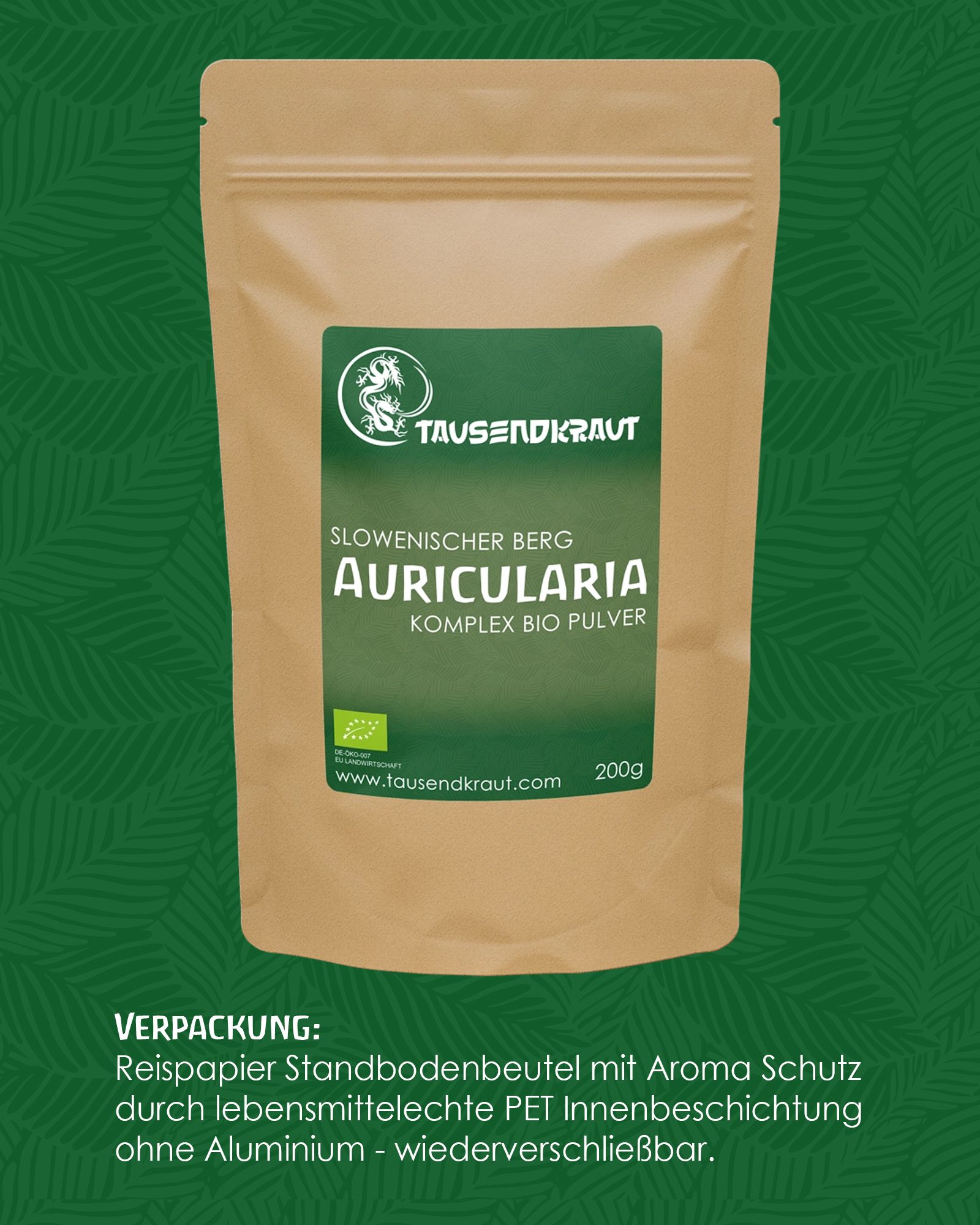 Tausendkraut Auricularia Vitalpilz Pulver BIO (Judasohr)