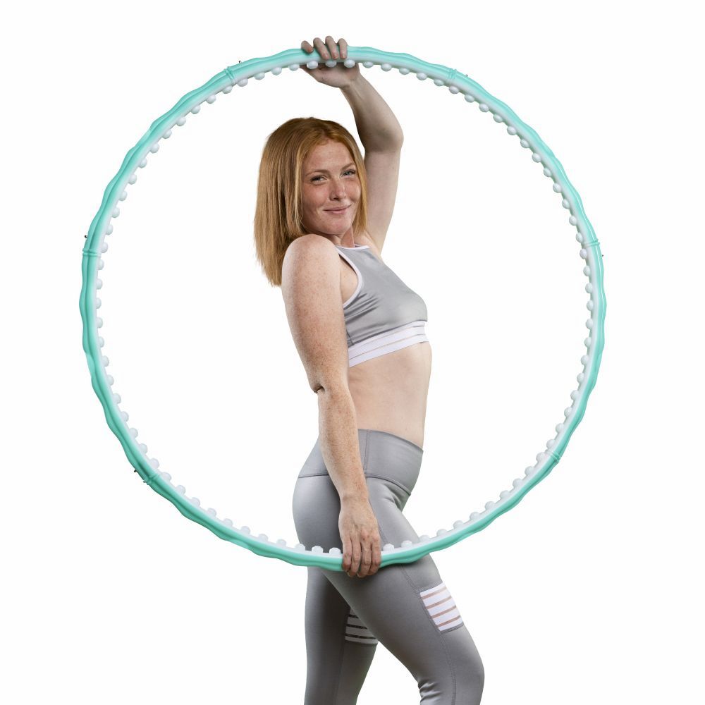 Hoopomania Slim Hoop Massage-Hula-Hoop, 0,72 kg, Ø 100 cm, Hellgrün/Weiß