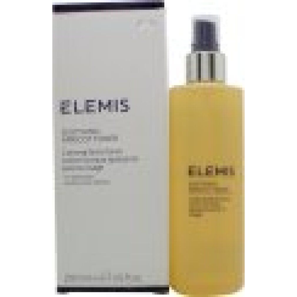 Beige Flasche mit Sprühkopf und weißer Verpackung. Aufschrift: Elemis, Soothing Apricot Toner.