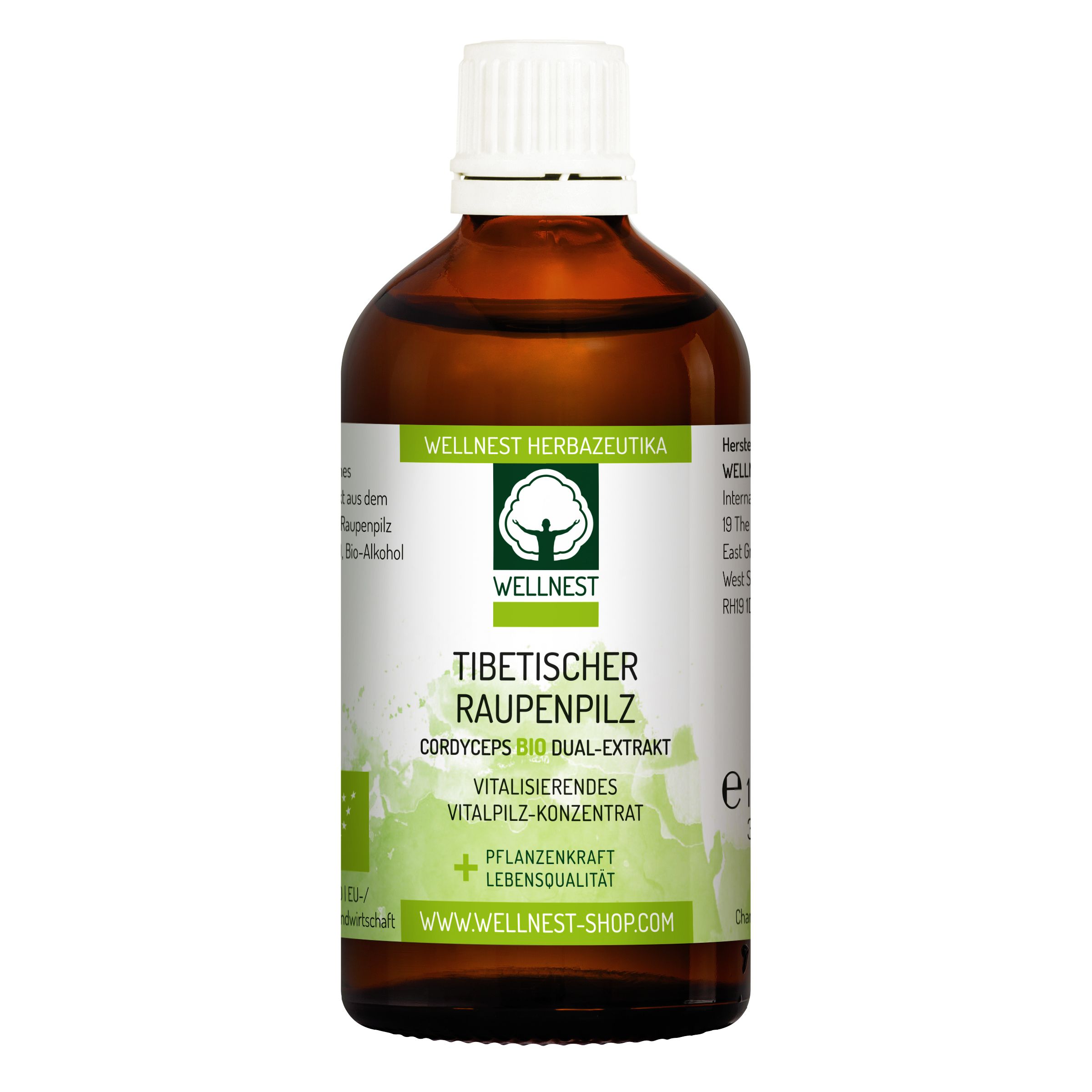 Bio Cordyceps Dual-Extrakt (Raupenpilz) Vitalpilz Tinktur - Wellnest Pflanzenkraft Urtinktur