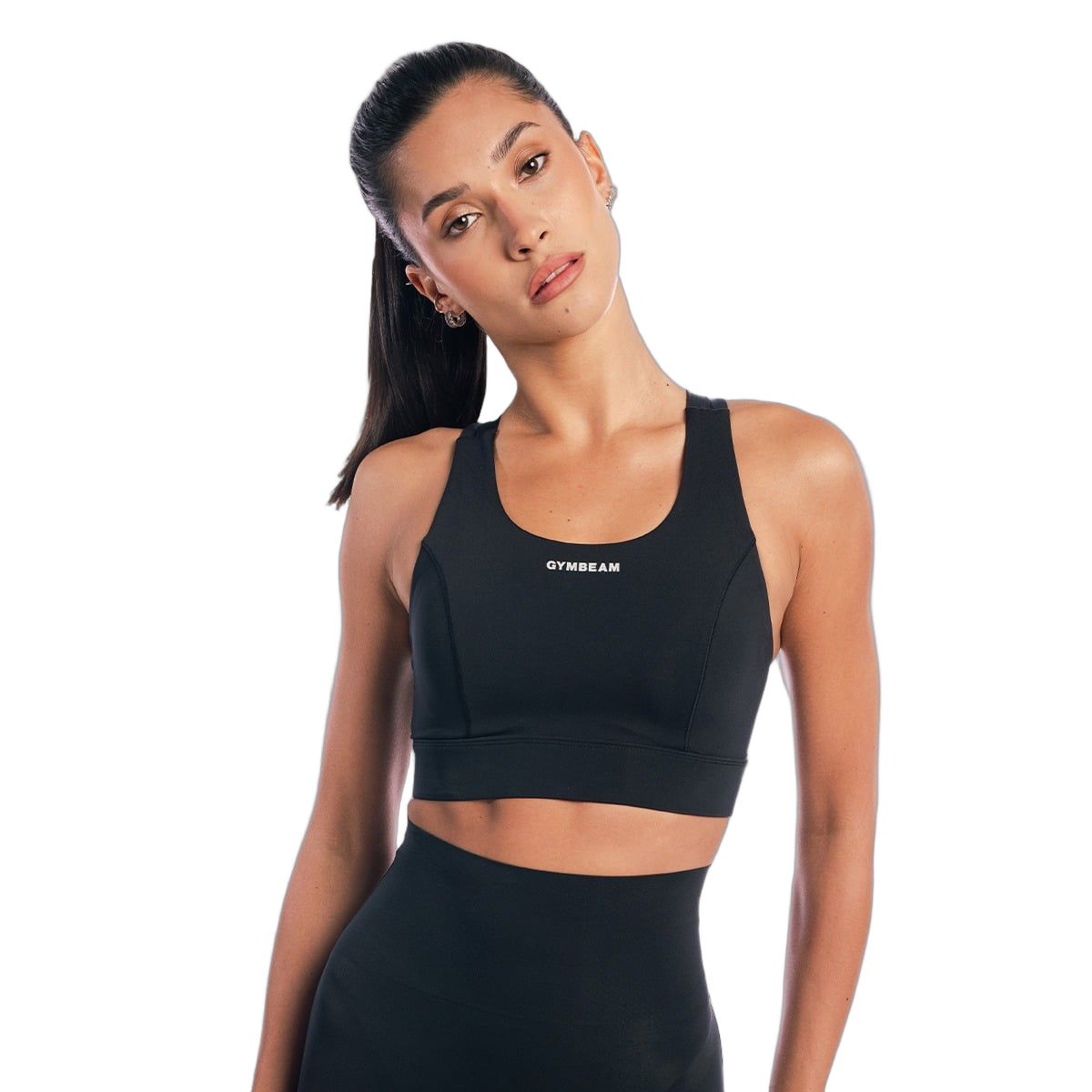 GymBeam Sport-BH Damen Aura mit Polsterung und gekreuzten Trägern Black 1 St