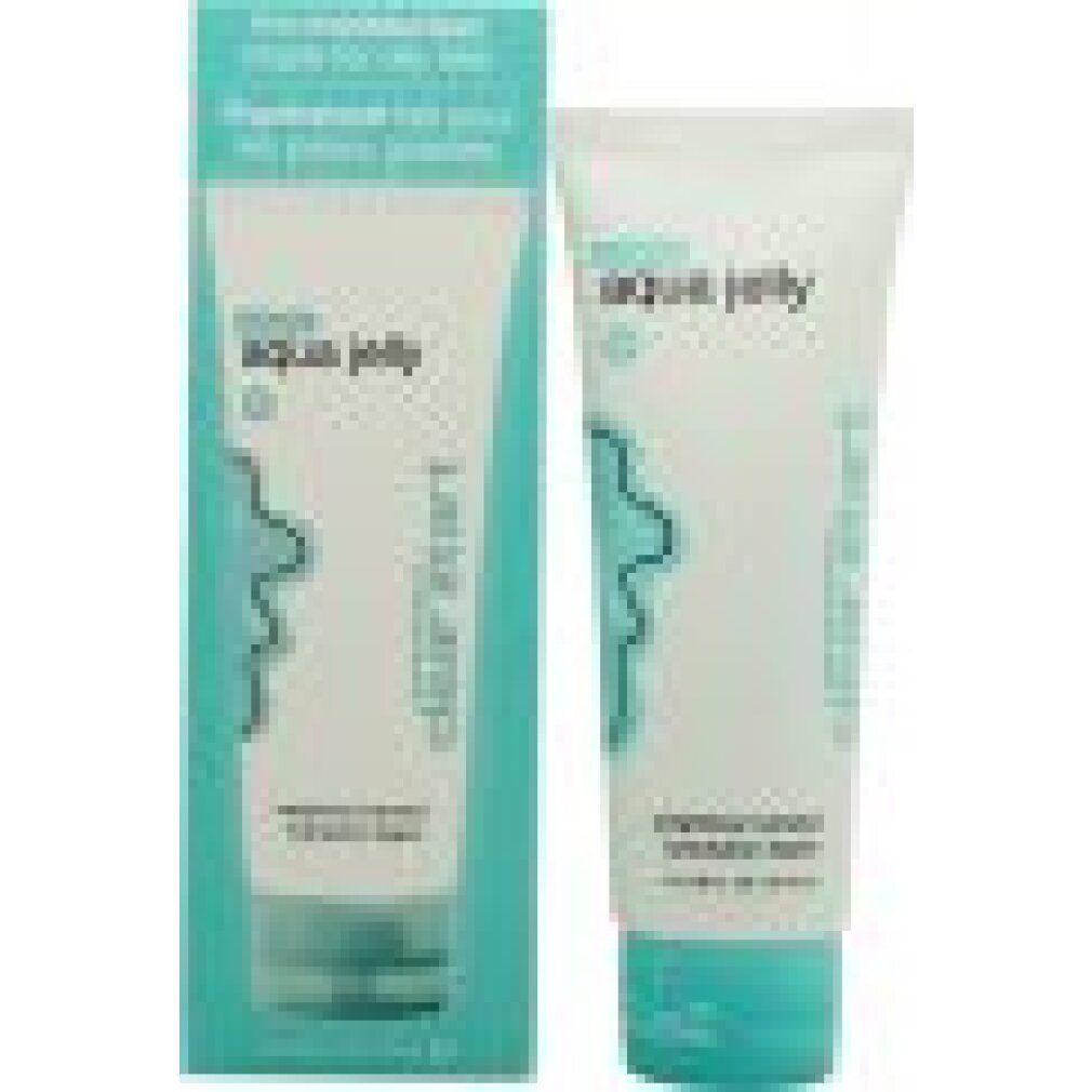 Weiße Tube und Schachtel. Aufschrift: cooling aqua jelly, clear start, weightless hydration. Verpackung.