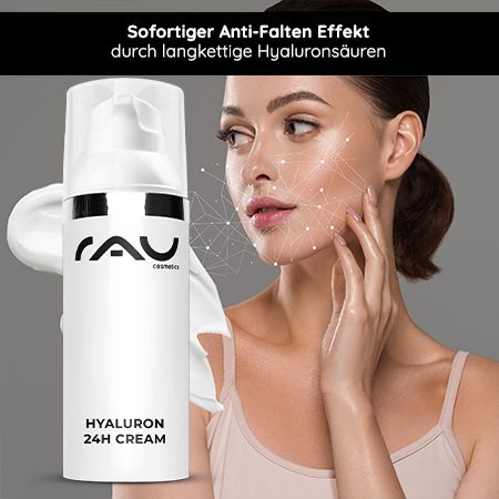 RAU Cosmetics Hyaluron 24 Stunden Anti-Aging Creme mit Hyaluronsäure, Sheabutter & Avocadoöl