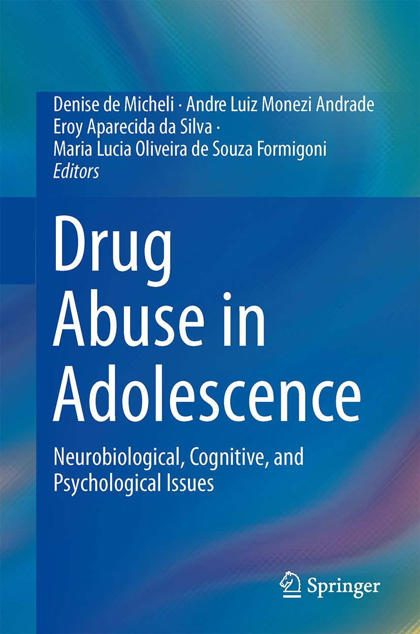 Buchcover: Drug Abuse in Adolescence. Autorennamen und Springer-Logo. Blauer Hintergrund mit weißer Schrift.