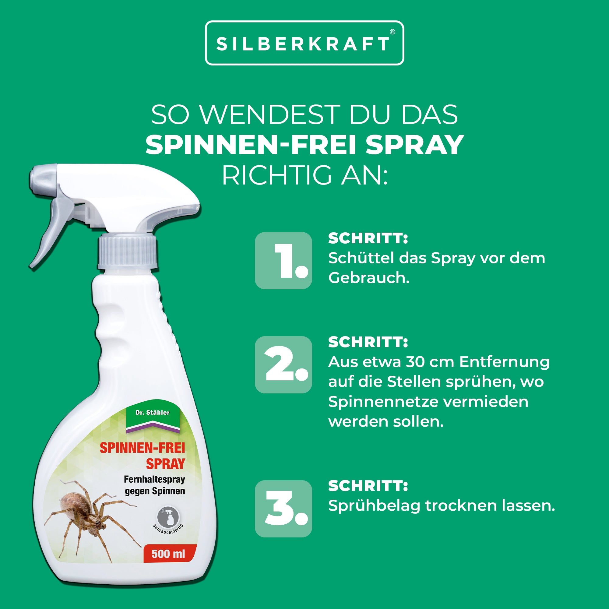 Silberkraft Spinnen-Frei Spray 10x500 ml