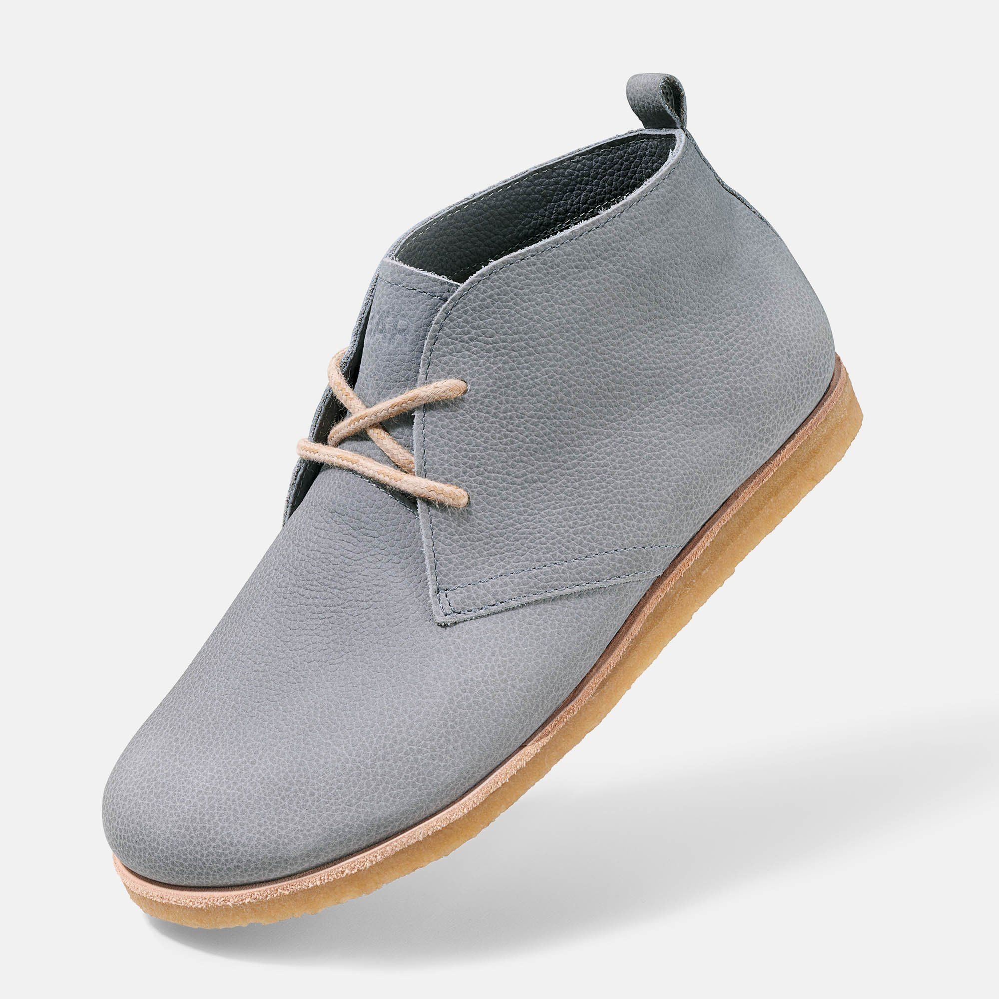 Graue BÄR Honor Damen Stiefelette, breite Weite, Schnürung, helle Sohle, Seitenansicht.