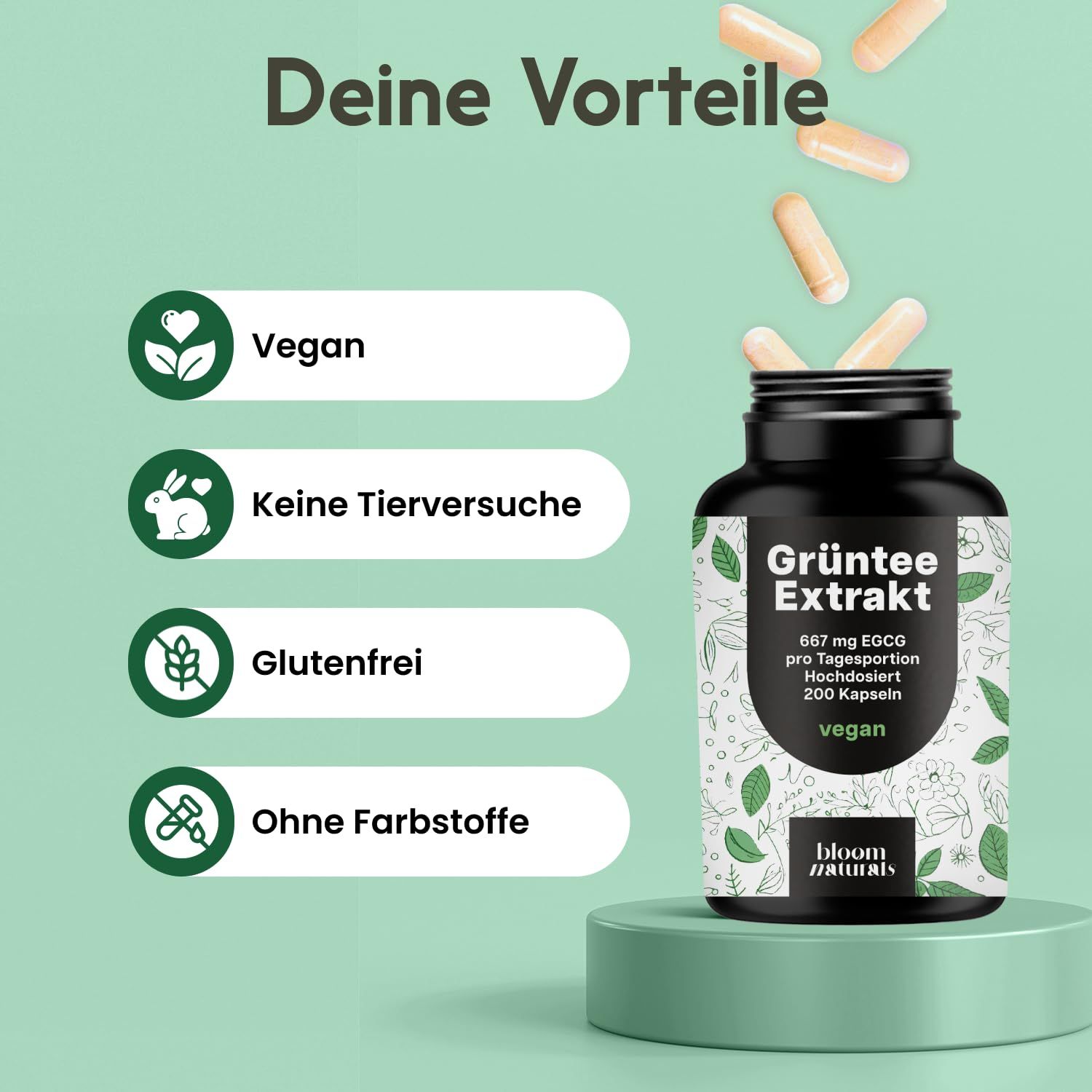 Bloom Naturals Grüntee Extrakt Kapseln