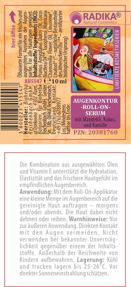 Bioherba Augenserum Roll-on mit Mandalöl & Bio Kokosöl