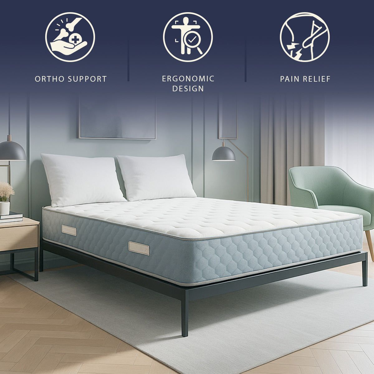 The White Stone Matratze 140x200 aus Hypoallergener Schaum und Memory Foam, Höhe 22 cm