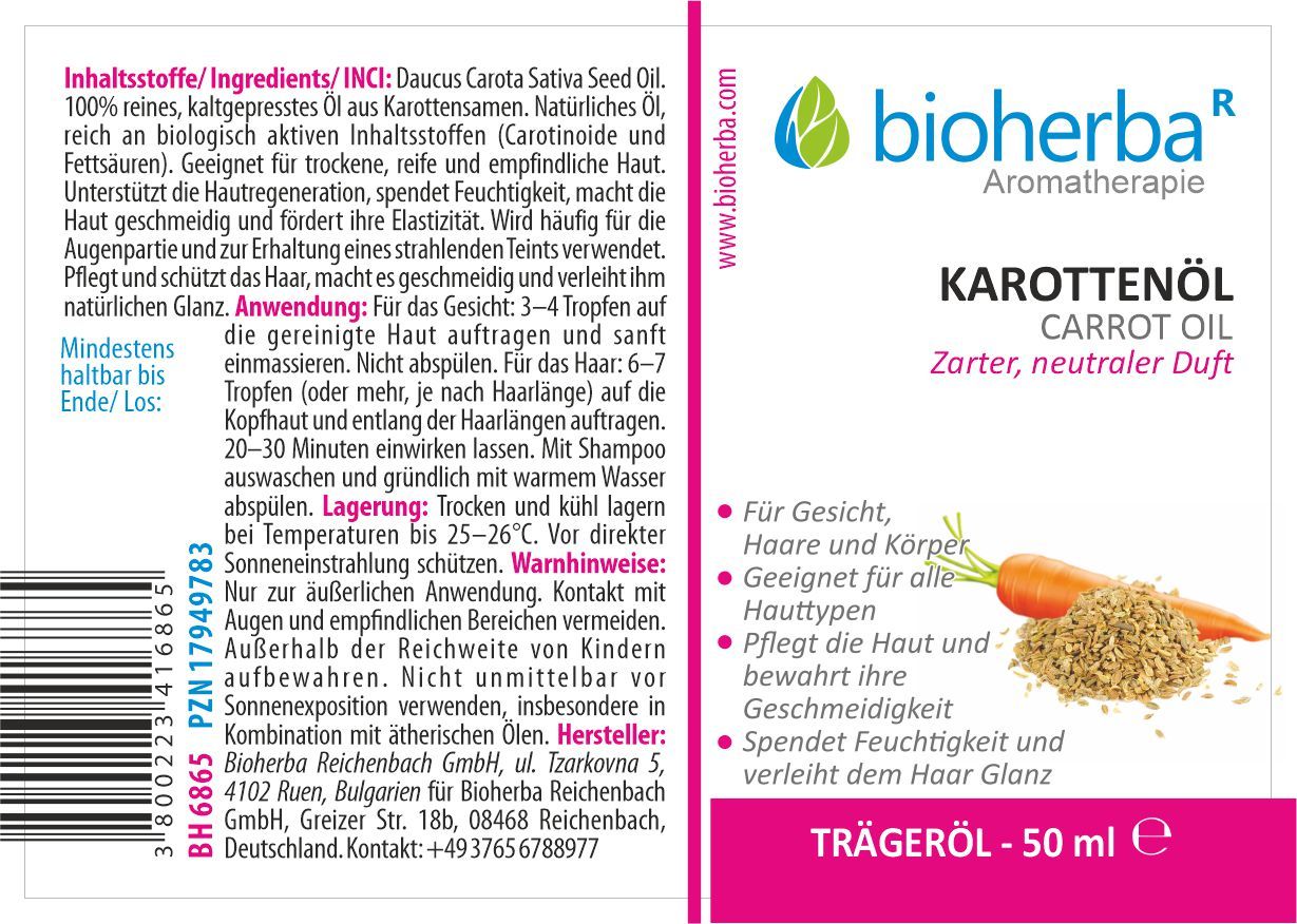 Karottenöl Reines Karotten-Trägeröl 50 ml PZN 17949783