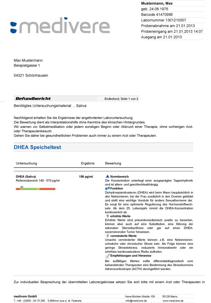 medivere Labordiagnostik DHEA Speicheltest