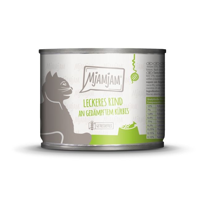 MjAMjAM - leckeres Rind an gedämpftem Kürbis 200 g Futter