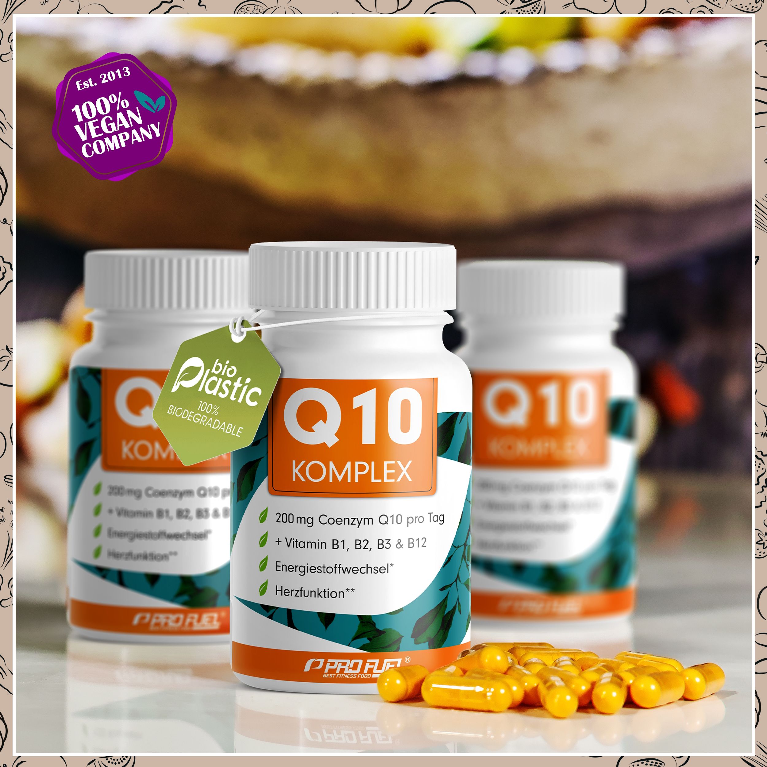 Profuel - Q10 KOMPLEX Kapseln hochdosiert - Coenzym Q10  mit 200mg Coenzym Q10 + Vitamin B12