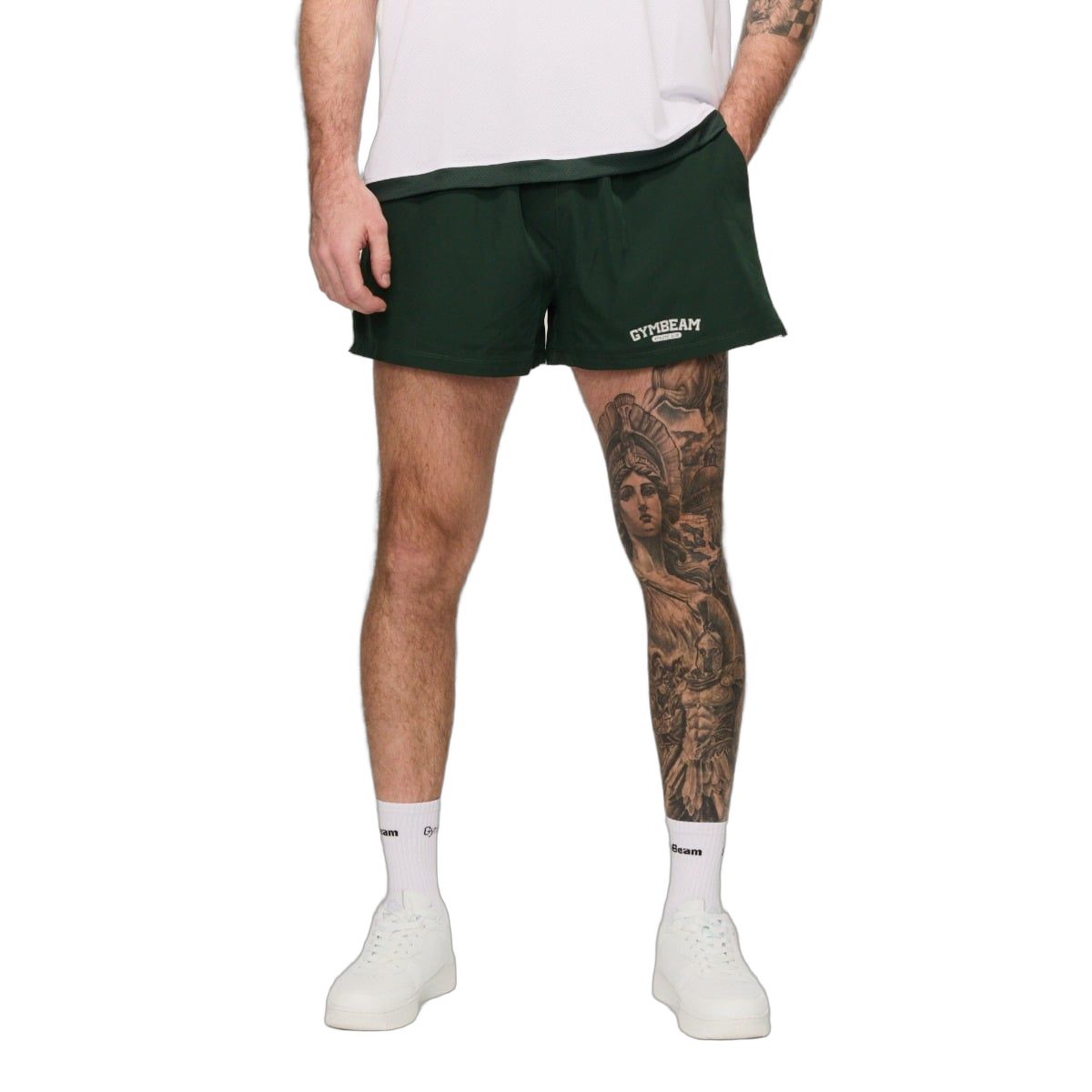 GymBeam Shorts Herren Oversized mit Kordelzug und Taschen Green 1 St