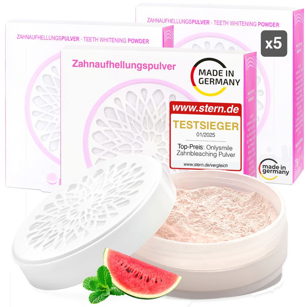 OnlySmile® Zahnaufhellungspulver für Weiße Zähne 5x75 g Pulver