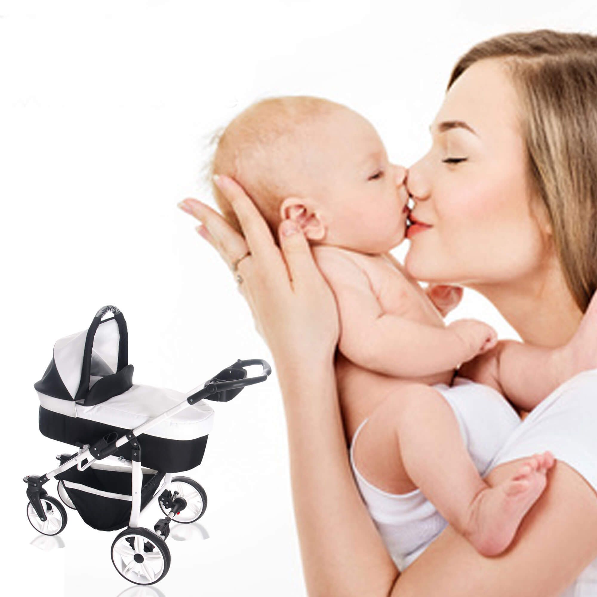 Bebebi Zürich 4 in 1 Kinderwagen Komplettset ISOFIX Basis Hartgummireifen, Matterhorn