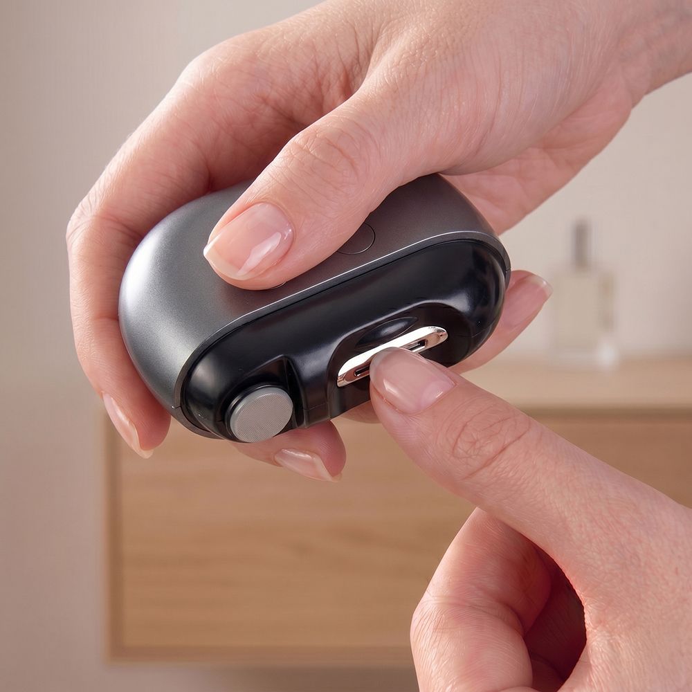 EUROtops Nageltrimmer mit LED & Feile – elektrisch, 2 Stufen & USB-Akku