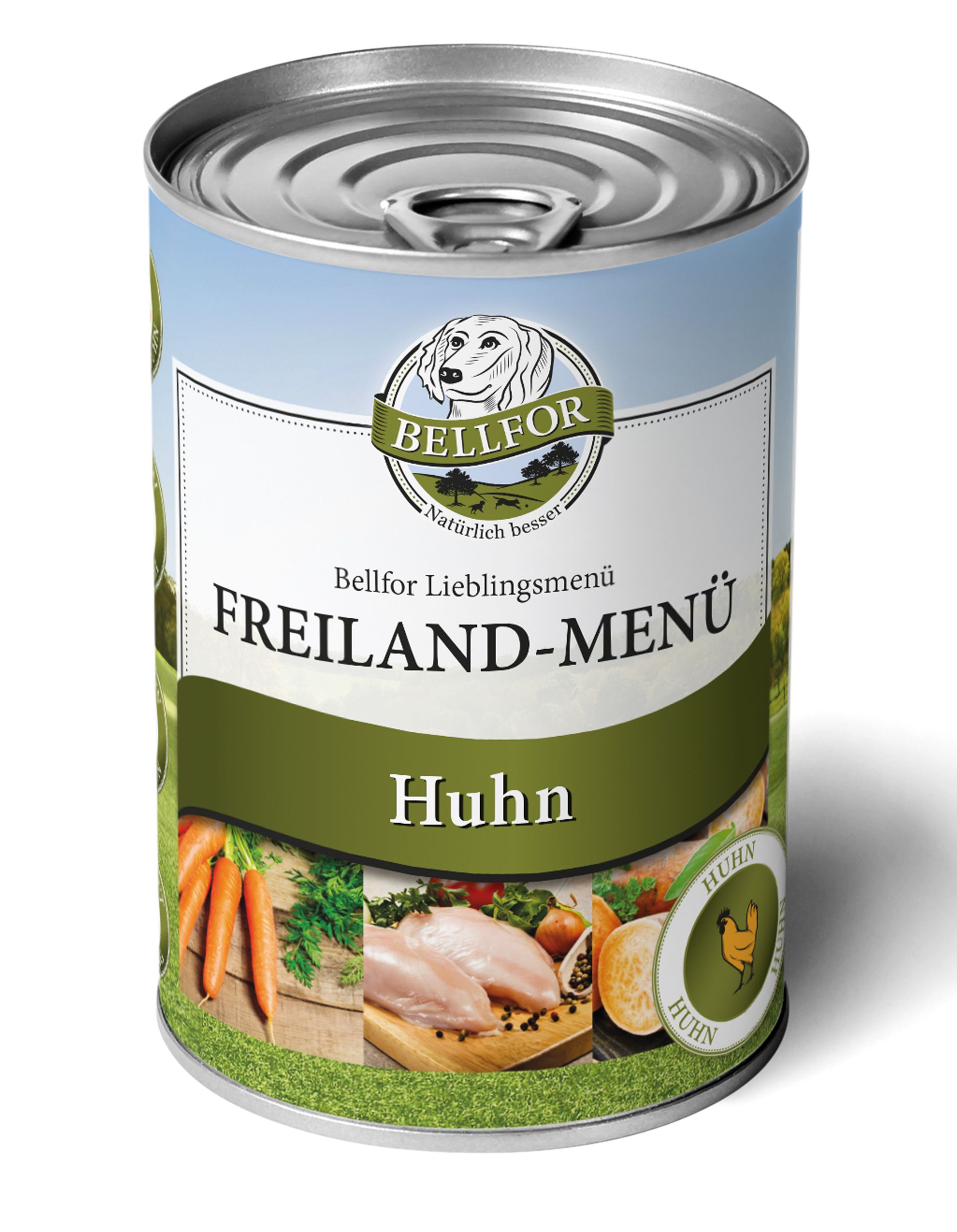 Bellfor Starter-Paket Hundefutter Nass mit Huhn und Lamm - Getreidefrei Freiland-Menü + Heide-Menü 1,6 kg Set