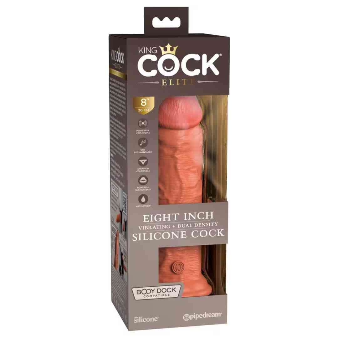 King Cock Naturvibrator "8“ Vibrating + Dual Density Silicone Dildo"