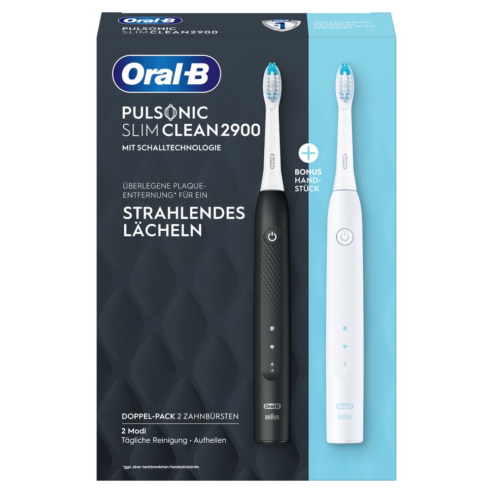 Oral-B - Elektrische Zahnbürste "Pulsonic Slim Clean + 2. Handstück" in Schwarz und Weiß